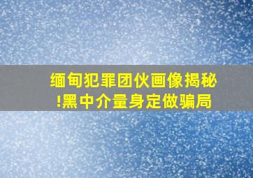 缅甸犯罪团伙画像揭秘!黑中介量身定做骗局