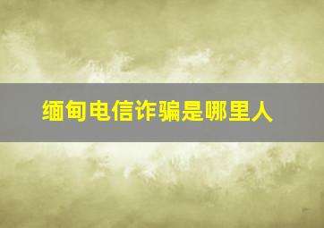 缅甸电信诈骗是哪里人