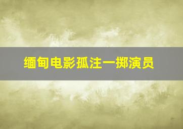 缅甸电影孤注一掷演员