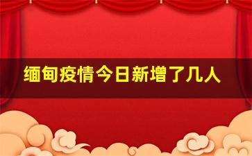 缅甸疫情今日新增了几人