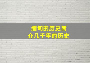 缅甸的历史简介几千年的历史