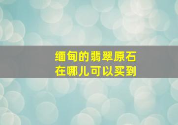 缅甸的翡翠原石在哪儿可以买到