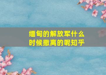 缅甸的解放军什么时候撤离的呢知乎