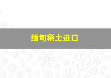 缅甸稀土进口