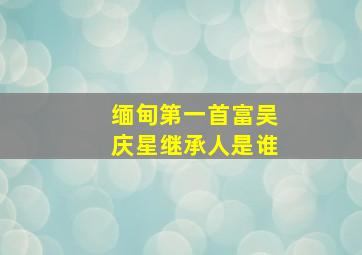 缅甸第一首富吴庆星继承人是谁