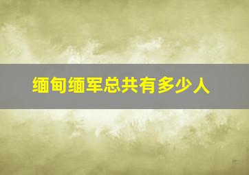 缅甸缅军总共有多少人