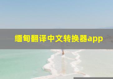 缅甸翻译中文转换器app