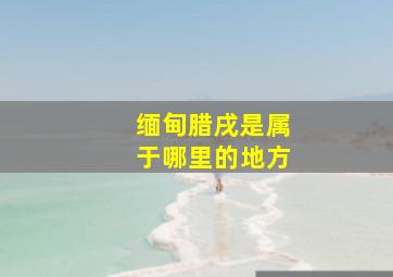 缅甸腊戌是属于哪里的地方