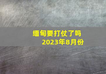 缅甸要打仗了吗2023年8月份