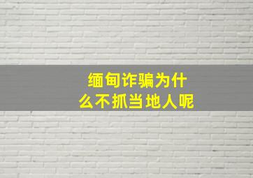 缅甸诈骗为什么不抓当地人呢