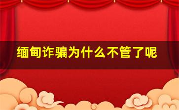 缅甸诈骗为什么不管了呢