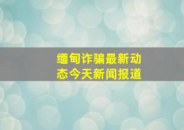 缅甸诈骗最新动态今天新闻报道