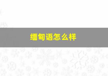 缅甸语怎么样