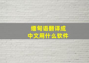 缅甸语翻译成中文用什么软件