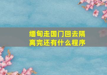 缅甸走国门回去隔离完还有什么程序