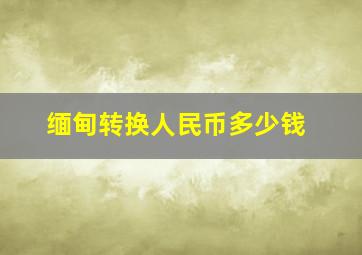 缅甸转换人民币多少钱