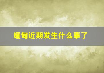 缅甸近期发生什么事了