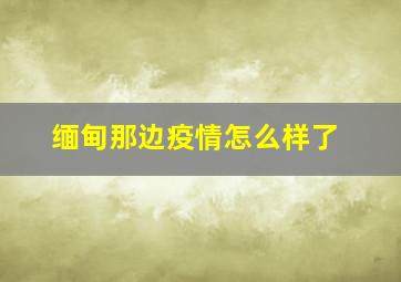 缅甸那边疫情怎么样了