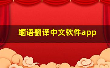 缅语翻译中文软件app