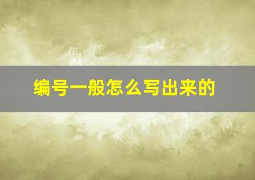 编号一般怎么写出来的