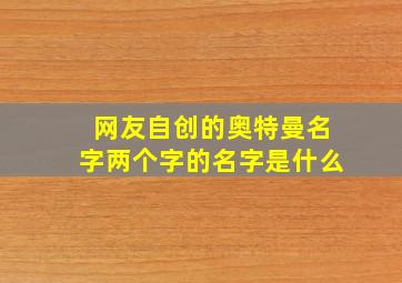 网友自创的奥特曼名字两个字的名字是什么