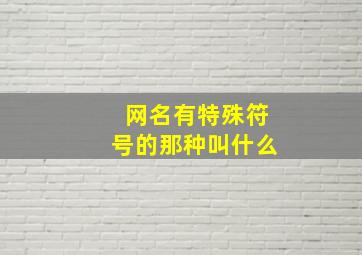 网名有特殊符号的那种叫什么