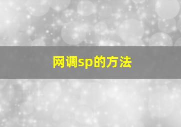 网调sp的方法