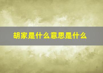 胡家是什么意思是什么