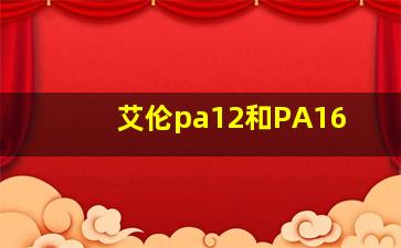 艾伦pa12和PA16