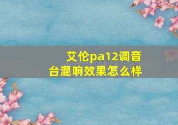 艾伦pa12调音台混响效果怎么样