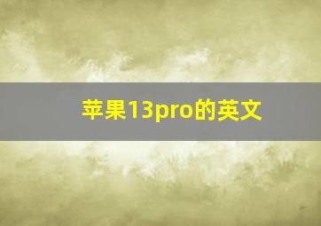 苹果13pro的英文