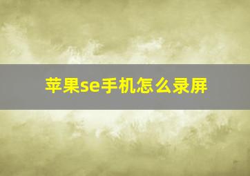 苹果se手机怎么录屏