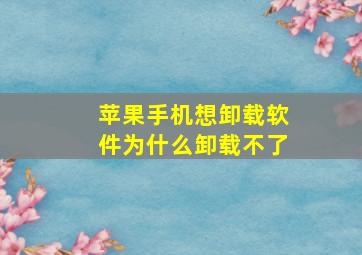 苹果手机想卸载软件为什么卸载不了