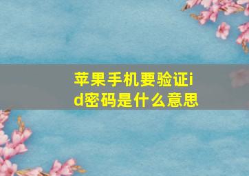 苹果手机要验证id密码是什么意思