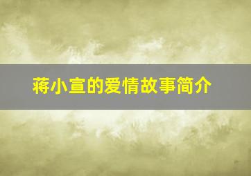 蒋小宣的爱情故事简介