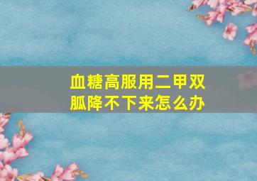 血糖高服用二甲双胍降不下来怎么办