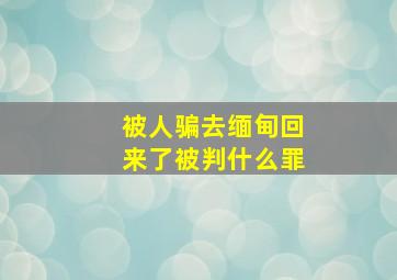 被人骗去缅甸回来了被判什么罪