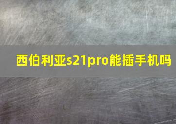 西伯利亚s21pro能插手机吗