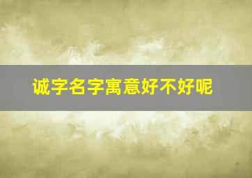 诚字名字寓意好不好呢