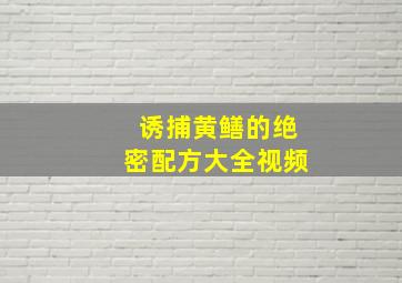 诱捕黄鳝的绝密配方大全视频