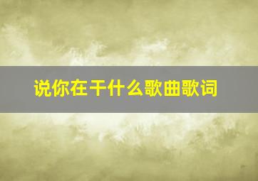 说你在干什么歌曲歌词