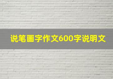 说笔画字作文600字说明文