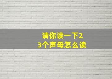 请你读一下23个声母怎么读