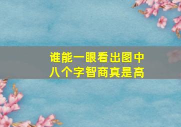 谁能一眼看出图中八个字智商真是高