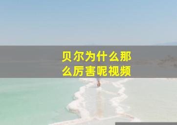 贝尔为什么那么厉害呢视频