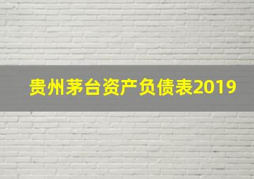 贵州茅台资产负债表2019