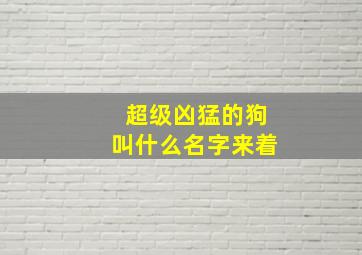 超级凶猛的狗叫什么名字来着