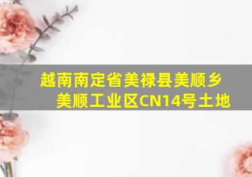 越南南定省美禄县美顺乡美顺工业区CN14号土地