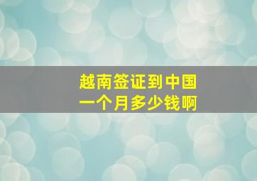 越南签证到中国一个月多少钱啊