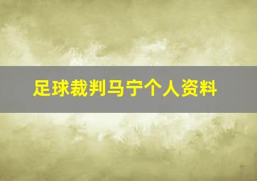 足球裁判马宁个人资料